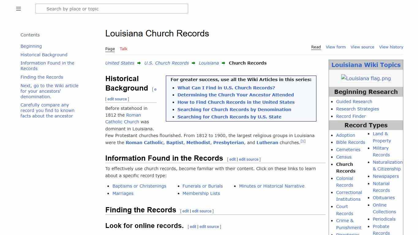 Louisiana Church Records • FamilySearch